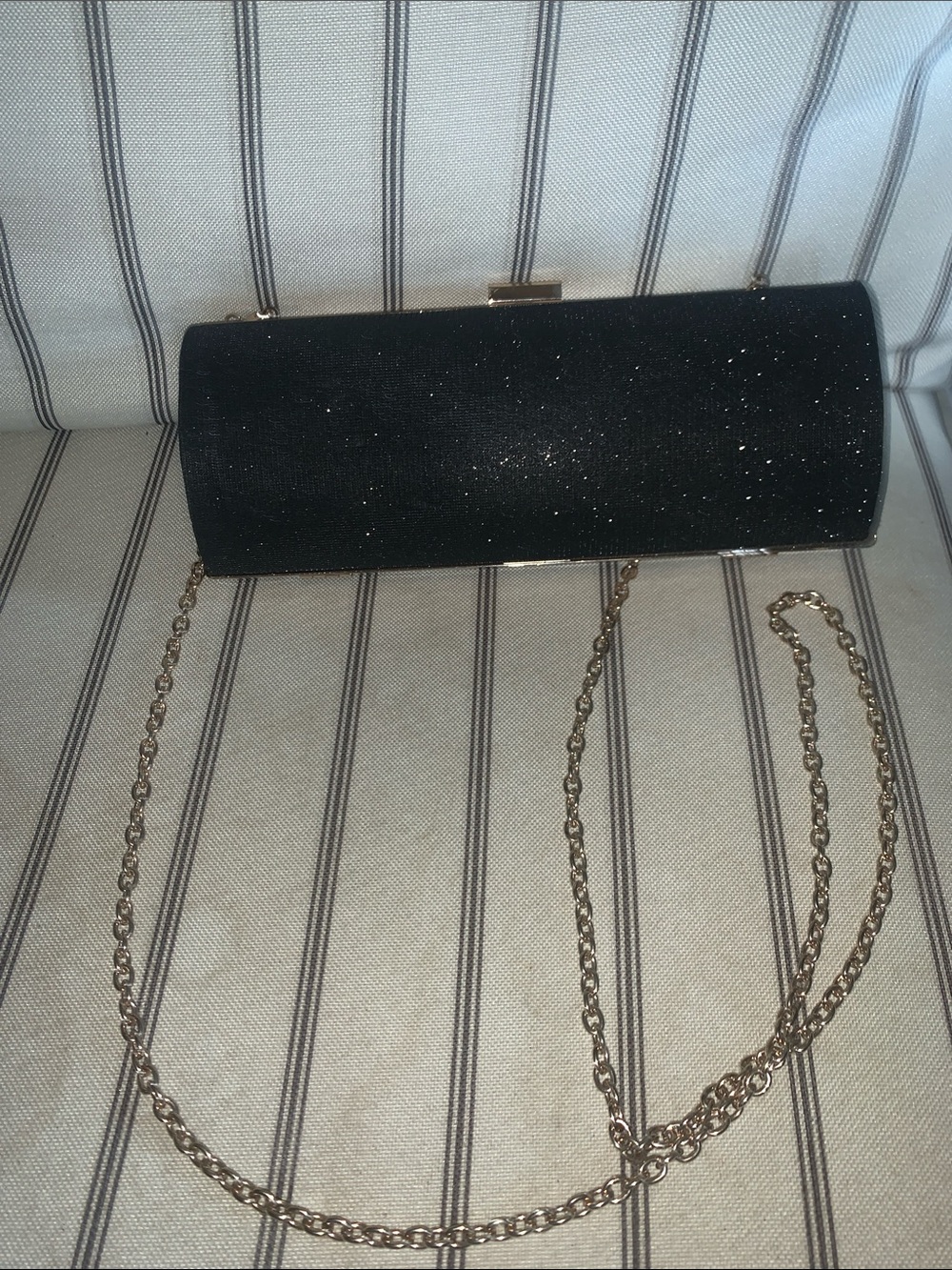 Black Sparkle Evening Clutch with Gold Chain by INC international concepts